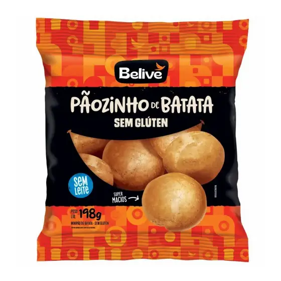 Pão de Batata Sem Glúten Sem Leite Sem Lactose 198g - Belive