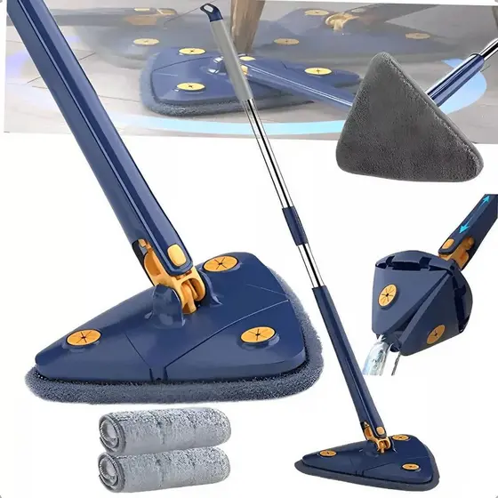 Mop Esfregão Triangular Giratório Ajustável 360° Cor Azul