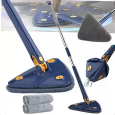 Mop Esfregão Triangular Giratório Ajustável 360° Cor Azul