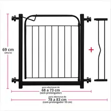 Portão Pet Grade Para Cachorro (68cm A 83cm) Cercado de Proteção Segurança Aramada Com Extensor