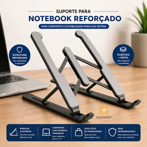 Suporte Base Para Notebook Mesa Apoio Tablet Portatil com Regulagem Dobravel