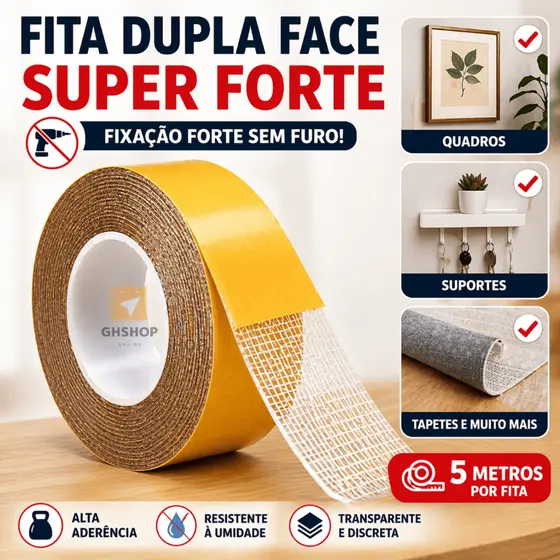 Fita Dupla Face Carpete Tapete Tecido De Fixação Resistente Impermeável