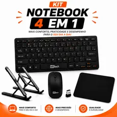 Kit Teclado Sem Fio+Mouse Sem Fio+Suporte Notebook+Mouse Pad