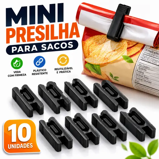 Kit Prendedor Vedador Para Saco Clip Fecha Embalagens Alimentos