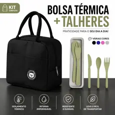 Kit Lancheira Bolsa Térmica Para Marmita Com Alça Viagem Feminina + Porta Talher
