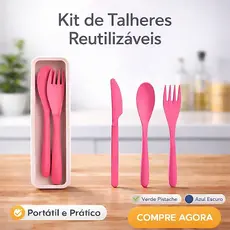 Kit Talheres Portátil Estojo Reutilizável Colher Garfo Faca Para Marmita
