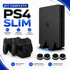Kit Base Apoio Playstation 4 Slim + Suporte 2 Controles PS4 + Grip