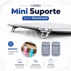 Mini Suporte Para Notebook Laptop Elevador De Teclado + Organizador de Cabos