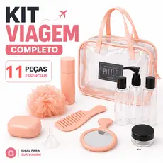 Kit Viagem Com Necessaire Frascos Higiene Pessoal Creme Shampoo Saboneteira