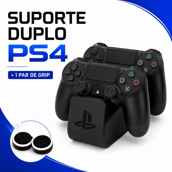 Suporte Duplo Para 2 Controles PS4 + Grip Analogico Organizador Gamer