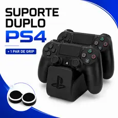 Suporte Duplo Para 2 Controles PS4 + Grip Analogico Organizador Gamer