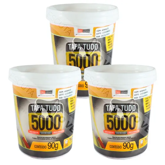 Kit 3x Massa Tapa Tudo 5000 Pote De 90g