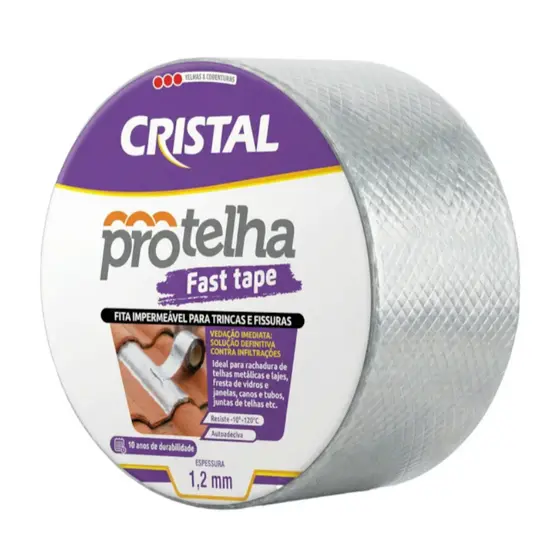 Fita Impermeável Protelha Fast Tape Cristal 10cmx5m - Fita Aluminizada de Copolímero Sintético