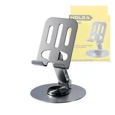 Suporte De Mesa Para Celular Dobrável Metal Rotação 360º Holda H-C340