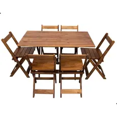 Conjunto Mesa 6 Cadeira Dobrável 100x70 Maciça Linha Napoli