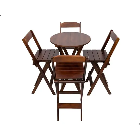 Mesa Bistrô Redonda 4 Cadeiras Madeira Maciça Pinus