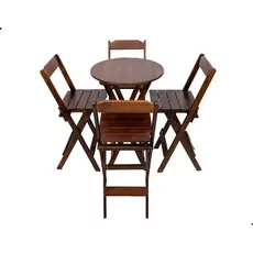 Mesa Bistrô Redonda 4 Cadeiras Madeira Maciça Pinus