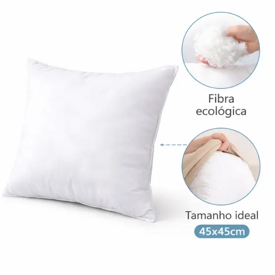 Refil Almofada 45x45 Fibra Siliconada Enchimento Macio Lavável Anti Alérgico Sofá Premium