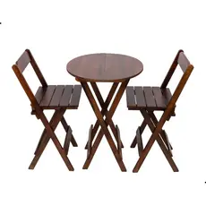 Mesa Bistrô Redonda 2 Cadeiras Madeira Maciça Pinus