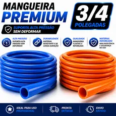Mangueira Jardim Reforçada 3/4 Alta Pressão Flexível Siliconada Azul 100 metros