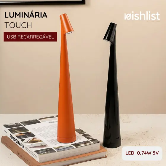 Luminária De Mesa Abajur Recarregável Touch