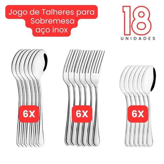 Kit Talheres De Sobremesa Aço Inox
