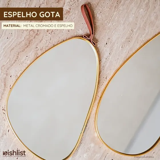 Espelho Formato Gota Oval Decorativo com Alça