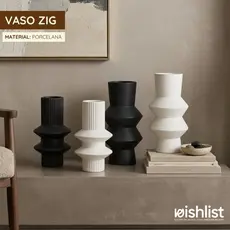 Vaso Geometrico Porcelana Decorativo Preto Branco