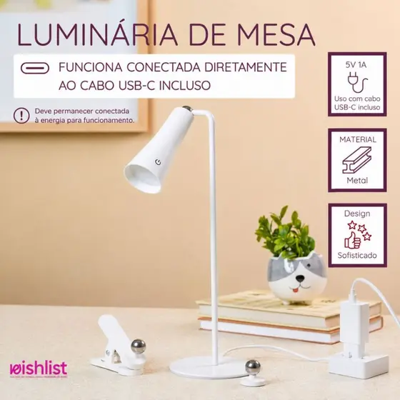 Luminária De Mesa Retrátil Abajur Decoração Casa