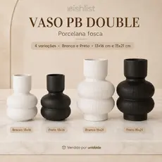 Vaso Porcelana Decorativo Preto e Branco