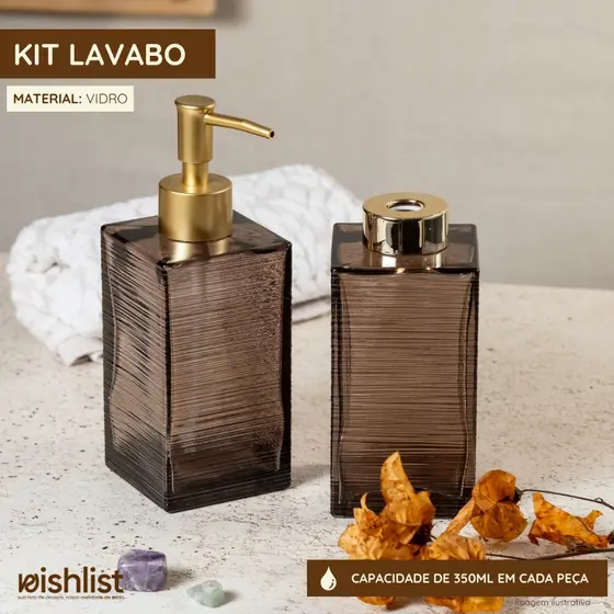 Kit Lavabo Difusor Saboneteira Liquida Banheiro Aromatizador