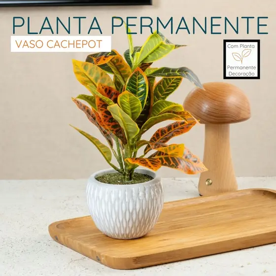 Vaso de Planta Artificial Planta Artificial Realista Plantas Artificiais Planta Croton Artificial