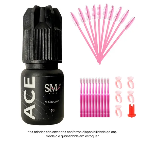 Cola de cílios Adesivo Cola de Cilios para Extensão Profissional SM Lash Ace 3g Cola Para Cílios