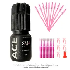 Cola de cílios Adesivo Cola de Cilios para Extensão Profissional SM Lash Ace 3g Cola Para Cílios