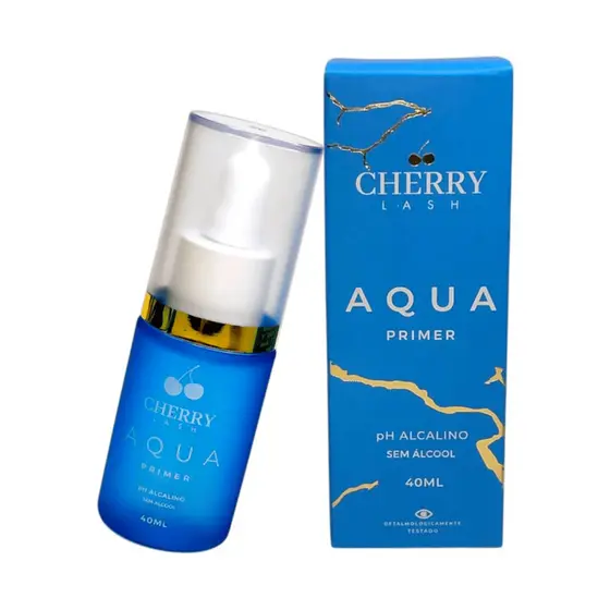 Aqua Primer Sem Álcool para Extensão de Cílios Cherry Lash 40ml – Aumenta Retenção e Protege os Fios