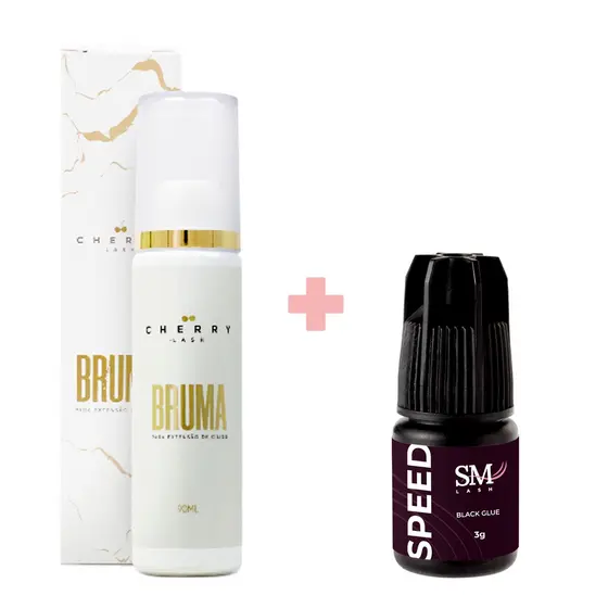 Bruma Aceleradora Cherry Lash 90ml + Adesivo Cola SM Lash Speed 3g