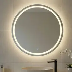 Espelho Redondo Jateado com LED 3 Cores Vários Tamanhos para Sala Banheiro Salão