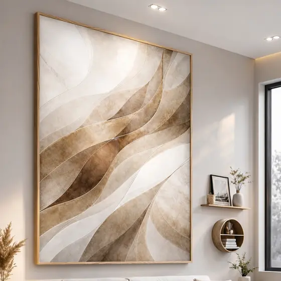 Quadro Decorativo de Parede Abstrato Grande 90x60 Com Vidro e Com moldura MDF para Sala de Estar