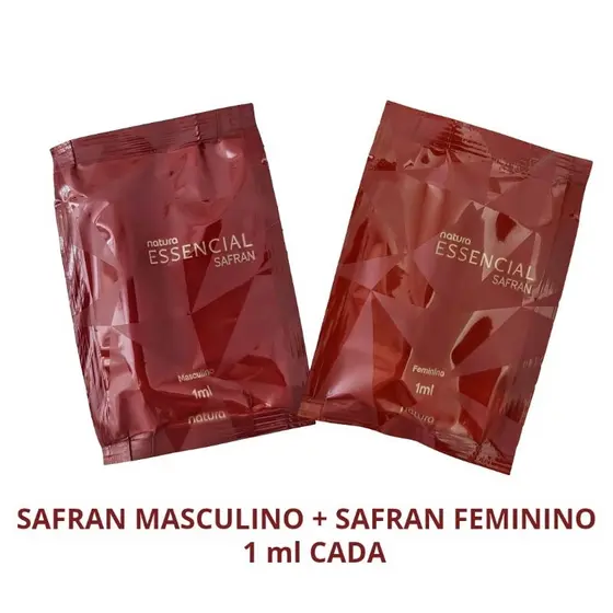 Kit 1 Essencial SAFRAN Masculino 1ml + 1 Essencial SAFRAN Feminino 1ml Natura