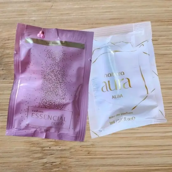 Aura Alba 1ml + Essencial Desejos Feminino Natura 1ml cada