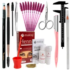 Kit Sobrancelha Profissional Henna Makiaj Paquimetro Pincel Dappen Lápis Dermatografico Escovinha