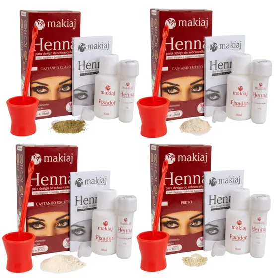 Henna Makiaj Original para Sobrancelhas 1,5g Pó em Diversas Cores - Alta Pigmentação e Longa Duração