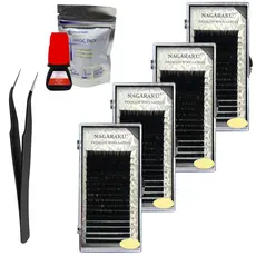 Conjunto Cola Elite Hs-10 + Pinça Curvada + Cílios Nagaraku
