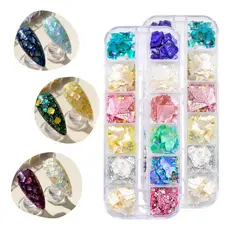 Kit Estojo 24 Madre Peróla Decoração Unhas Acrigel Encapsuladas Decoração Concha Natural Gel Nail