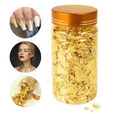 Pote Grande Folha de Ouro Resina Epóxi Encapsulamento Nails Alongamento Decoração Unha Nail Enfeite