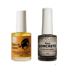 Kit Base Endurecedora + Base Casco de Cavalo Para Unhas Fracas e Quebradiças Com  Cálcio E Queratina 10ml..