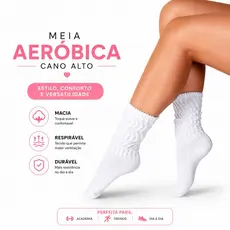 Meias Aeróbicas Feminina Com 1 a 6 Pares Cano Alto
