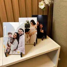 Kit 3 Quadrinhos Quadros de Mesa Personalizado com suas Foto Decoração Casal Familia