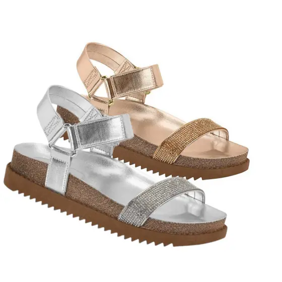 Sandália Papete Feminina Moleca Original Tratorada Metalizada Casual 5500106