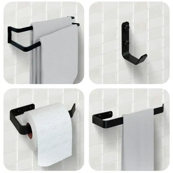 Acessórios P/ Banheiro 4 Peças Toalheiro Duplo Supremo 45cm